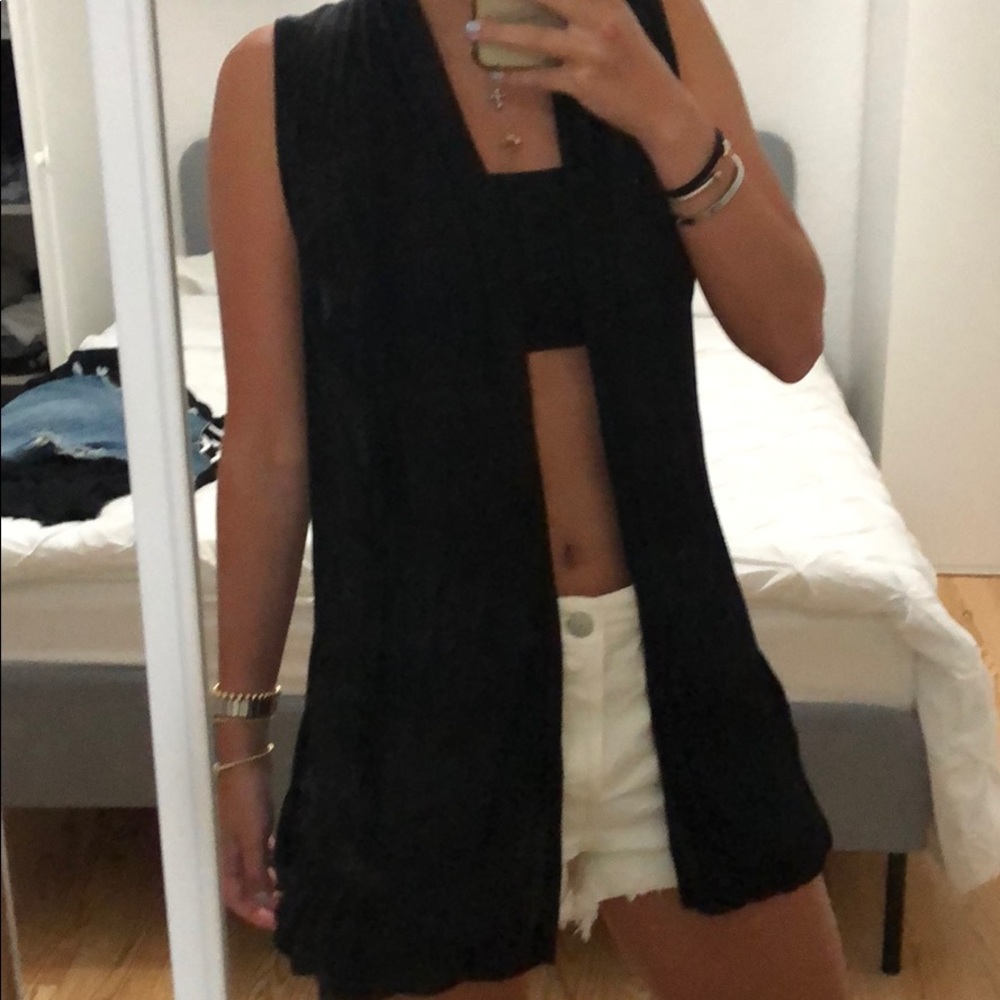 Black sleeveless cardigan